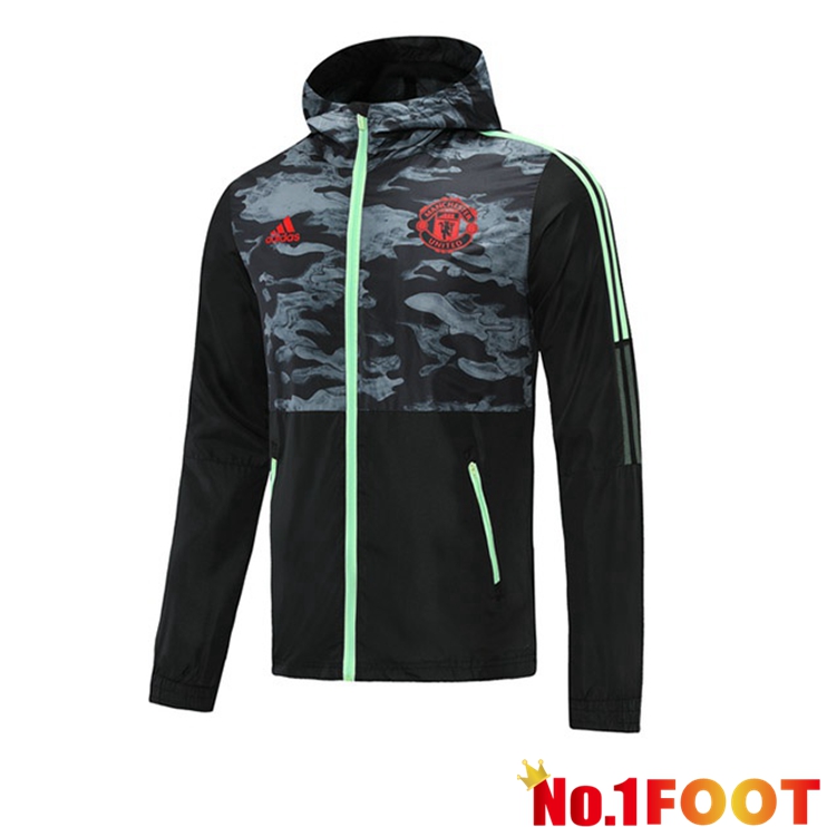 Manchester United Training Jacket Windbreaker Black Green 2021/2022