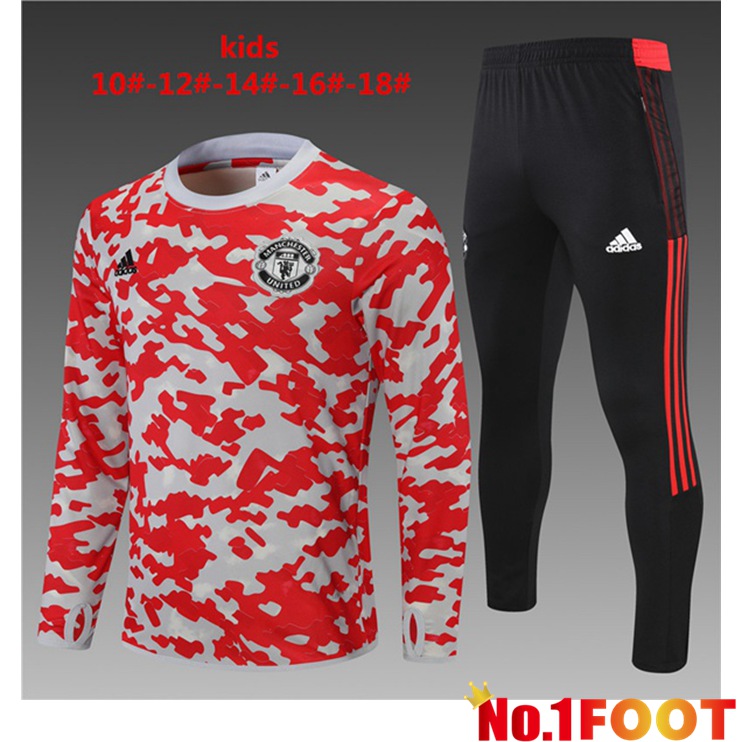 Manchester United Kids Training Tracksuit Red White 2021/2022