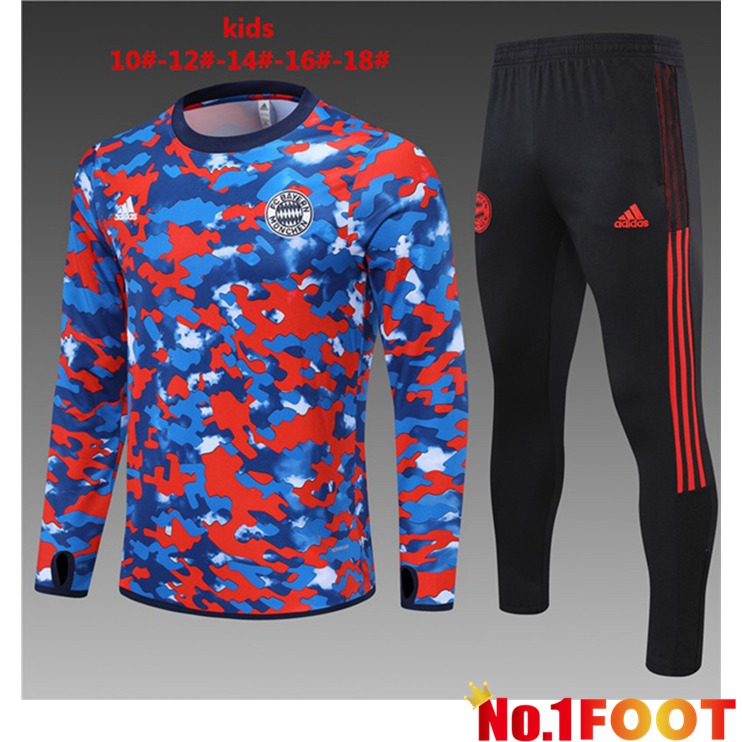 Bayern Munich Kids Training Tracksuit Red Blue 2021/2022