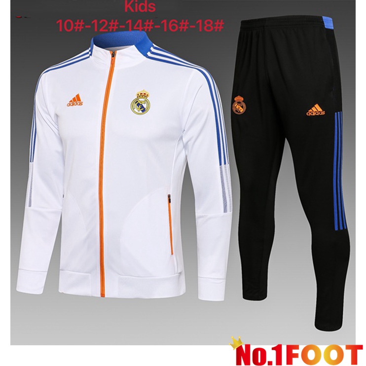 Real Madrid Kids Training Tracksuit White 2021/2022 - Click Image to Close