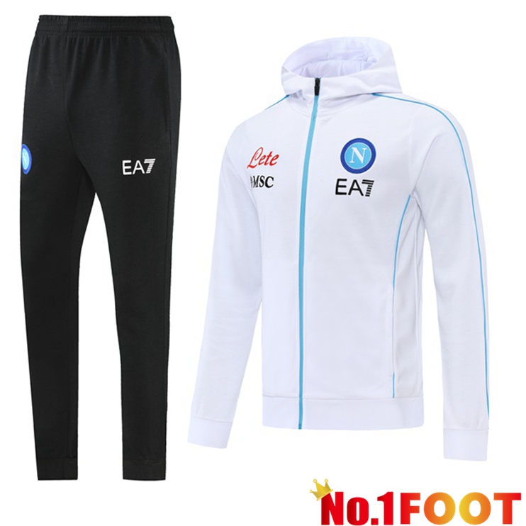 SSC Napoli Training Tracksuit Hoodie White 2021-2022