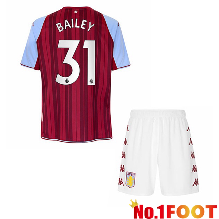 Aston Villa (Bailey 31) Kids Home Jersey Red 2021/22