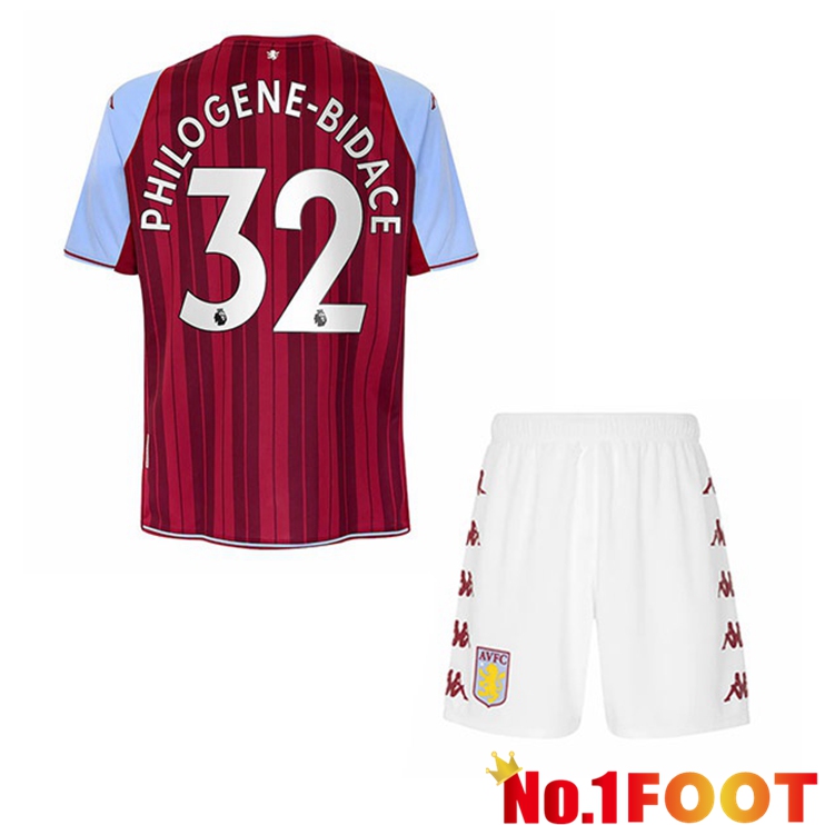 Aston Villa (Philogene-Bidace 32) Kids Home Jersey Red 2021/22