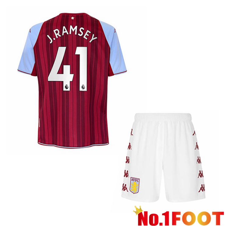 Aston Villa (Ramsey 41) Kids Home Jersey Red 2021/22