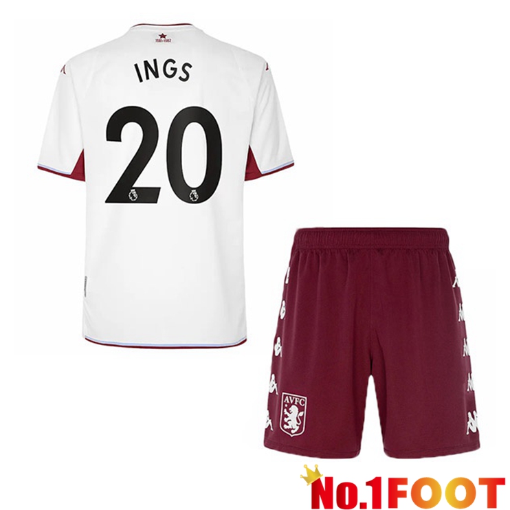 Aston Villa (Ings 20) Kids Away Jersey White 2021/22