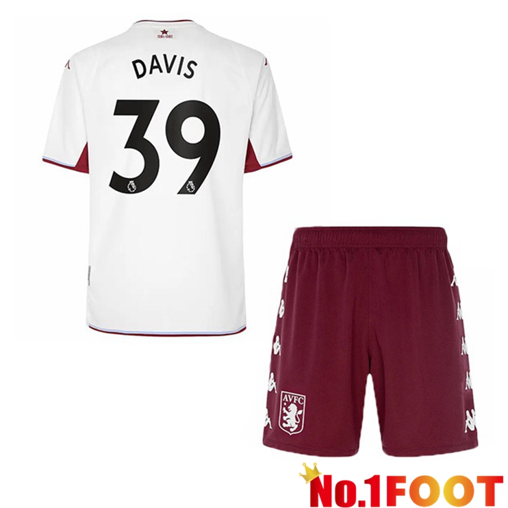 Aston Villa (Davis 39) Kids Away Jersey White 2021/22