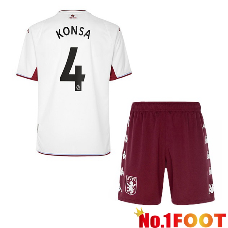 Aston Villa (Konsa 4) Kids Away Jersey White 2021/22