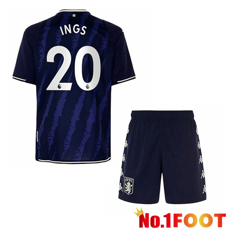 Aston Villa (Ings 20) Kids Third Jersey Blue 2021/22