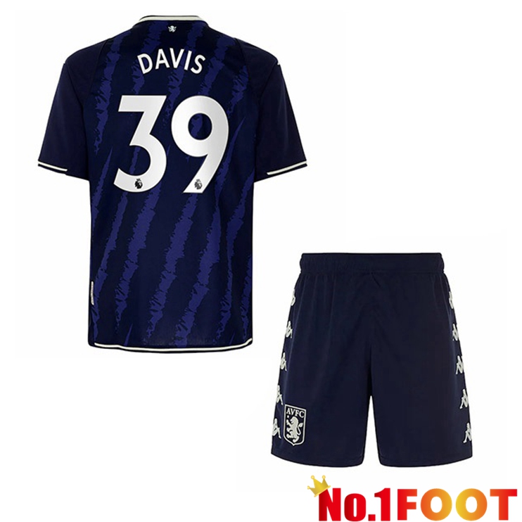 Aston Villa (Davis 39) Kids Third Jersey Blue 2021/22