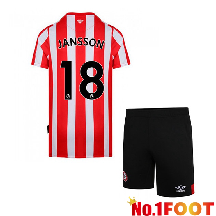 Brentford FC (JANSSON 18) Kids Home Jersey Red/White 2021/22