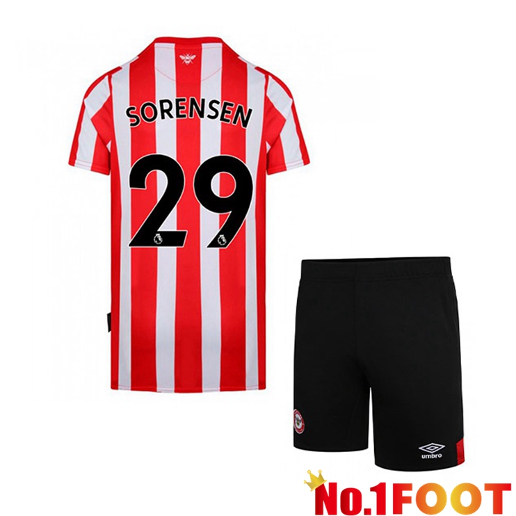 Brentford FC (SORENSEN 29) Kids Home Jersey Red/White 2021/22