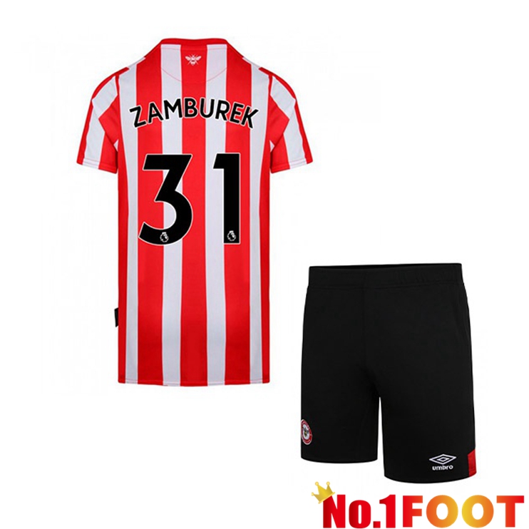 Brentford FC (ZAMBUREK 31) Kids Home Jersey Red/White 2021/22