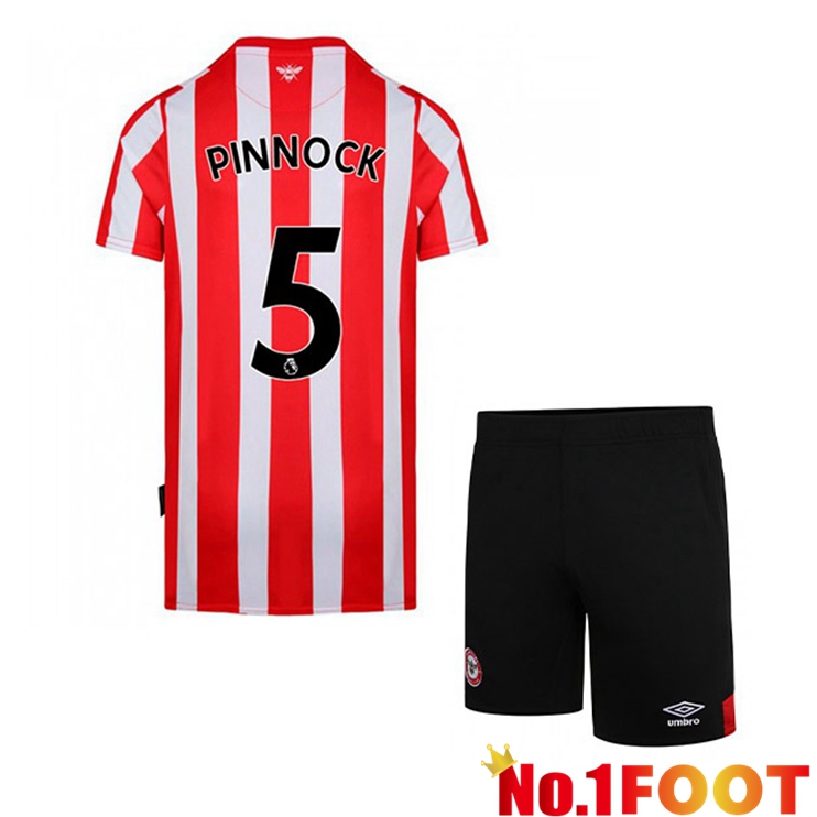 Brentford FC (PINNOCK 5) Kids Home Jersey Red/White 2021/22