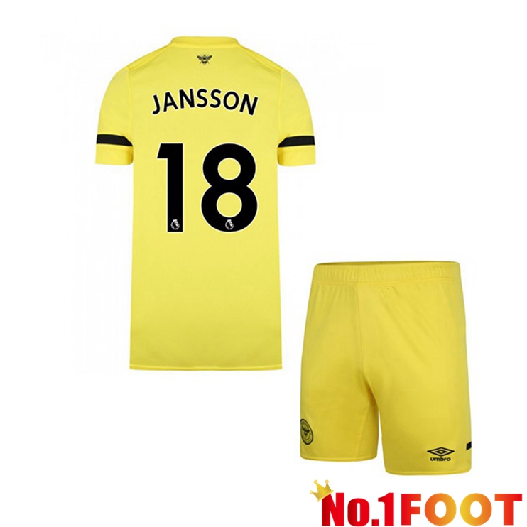 Brentford FC (JANSSON 18) Kids Away Jersey Yellow 2021/22