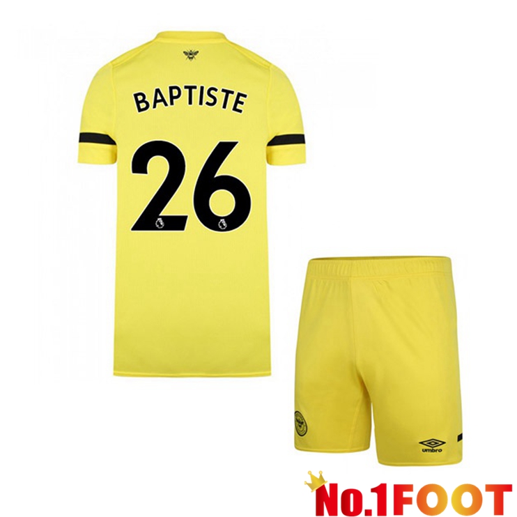 Brentford FC (BAPTISTE 26) Kids Away Jersey Yellow 2021/22