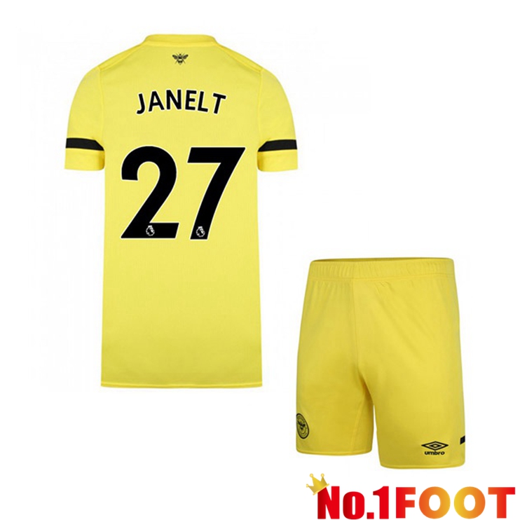 Brentford FC (JANELT 27) Kids Away Jersey Yellow 2021/22