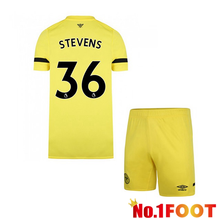 Brentford FC (STEVENS 36) Kids Away Jersey Yellow 2021/22