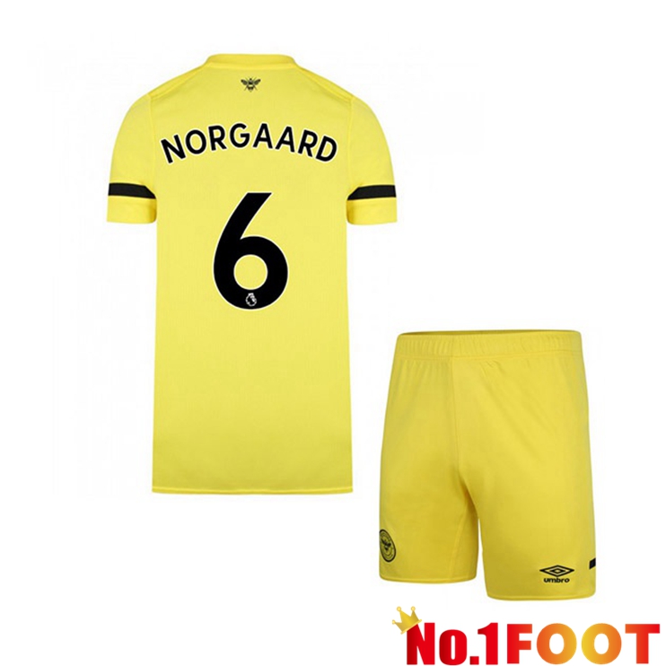 Brentford FC (NORGAARD 6) Kids Away Jersey Yellow 2021/22