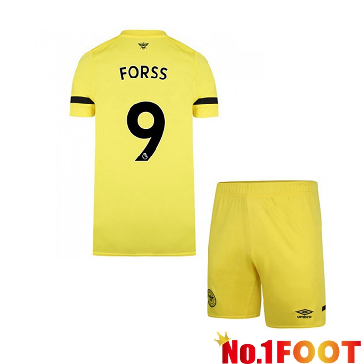 Brentford FC (FORSS 9) Kids Away Jersey Yellow 2021/22