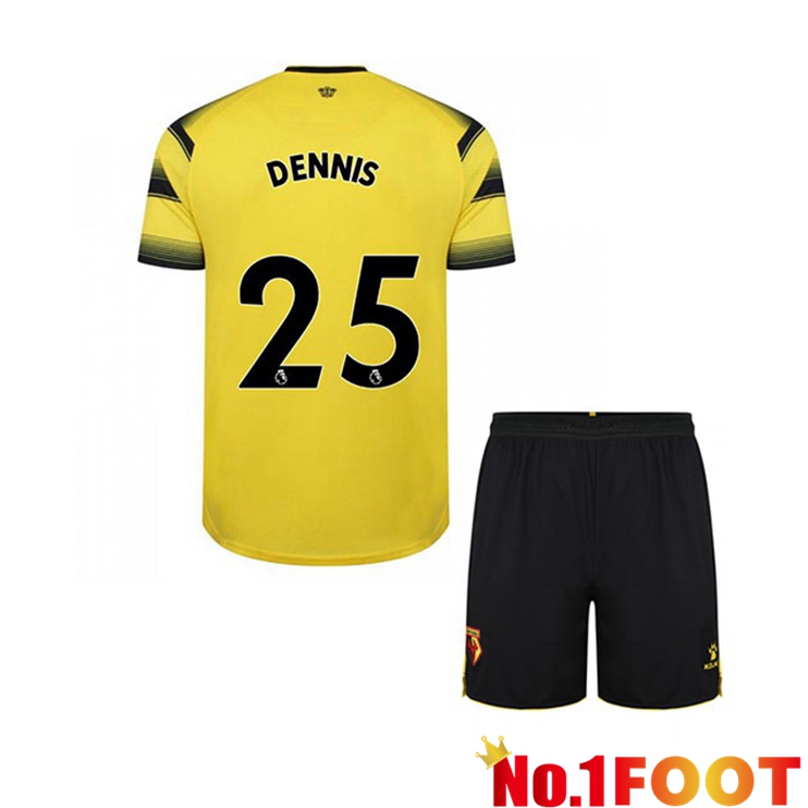 Watford FC (DENNIS 25) Kids Home Jersey Yellow/Black 2021/22