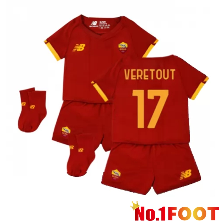 AS Roma（VERETOUT 17）Kids Home Jersey Red 2021/2022