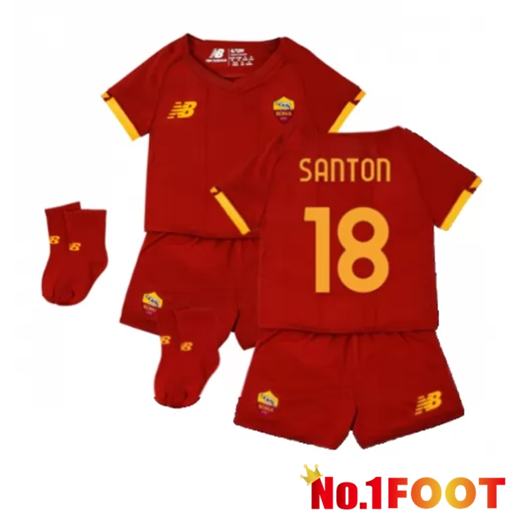 AS Roma（SANTON 18）Kids Home Jersey Red 2021/2022