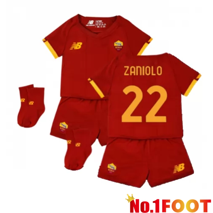 AS Roma（ZANIOLO 22）Kids Home Jersey Red 2021/2022