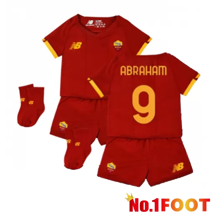 AS Roma（ABRAHAM 9）Kids Home Jersey Red 2021/2022