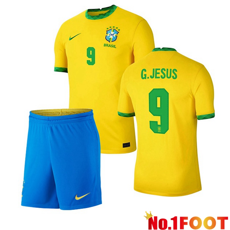 Brazil (G.JESUS 9) Kids Home Jersey 2020/2021