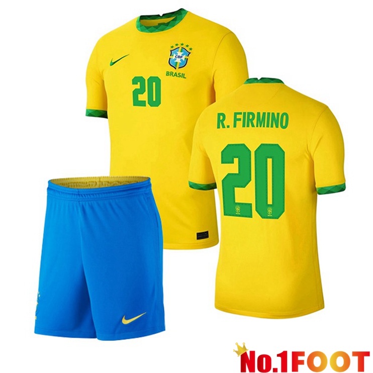 Brazil (R.FIRMINO 20) Kids Home Jersey 2020/2021