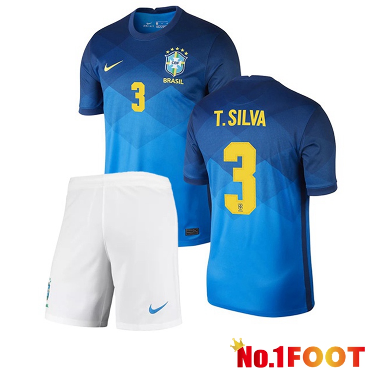 Brazil (T.SILVA 3) Kids Away Jersey 2020/2021