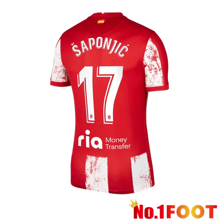 Atletico Madrid (Šaponjic 17) Home Jersey Red/White 2021/2022