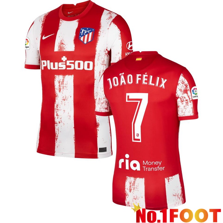 Atletico Madrid (JOAO FELIX 7) Home Jersey Red/White 2021/2022