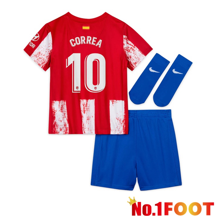 Atletico Madrid (CORREA 10) Kids Home Jersey Red/White 2021/2022