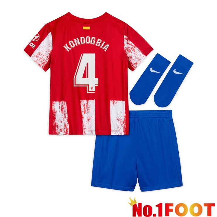 Atletico Madrid (Kondogbia 4) Kids Home Jersey Red/White 2021/2022