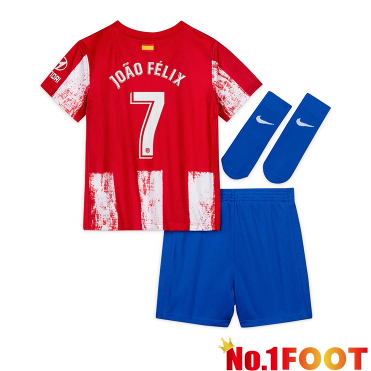 Atletico Madrid (JOAO FELIX 7) Kids Home Jersey Red/White 2021/2022