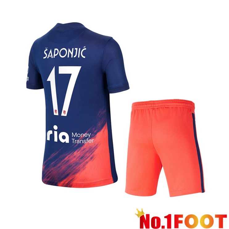 Atletico Madrid (Šaponjic 17) Kids Away Jersey Blue Marine 2021/2022