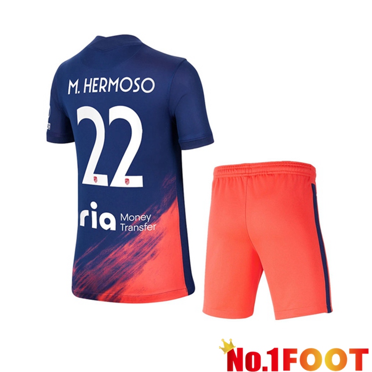 Atletico Madrid (Hermoso 22) Kids Away Jersey Blue Marine 2021/2022