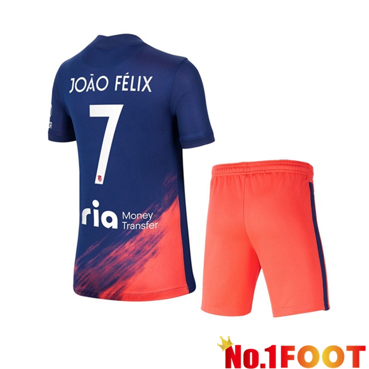 Atletico Madrid (JOAO FELIX 7) Kids Away Jersey Blue Marine 2021/2022