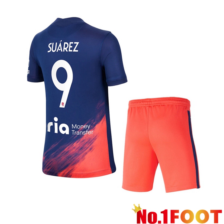 Atletico Madrid (SUAREZ 9) Kids Away Jersey Blue Marine 2021/2022