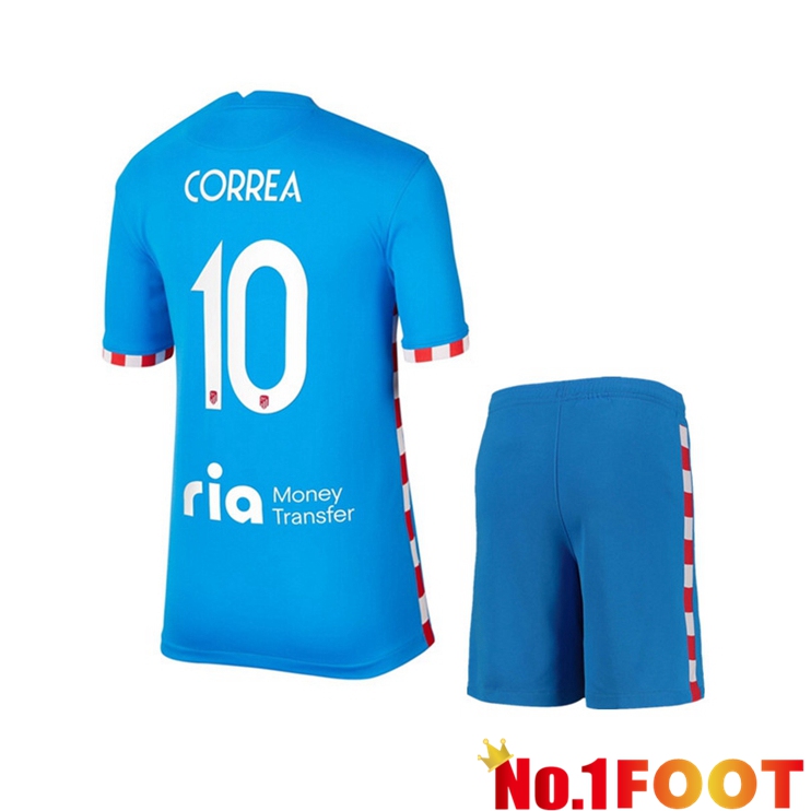 Atletico Madrid (CORREA 10) Kids Third Jersey Blue 2021/2022