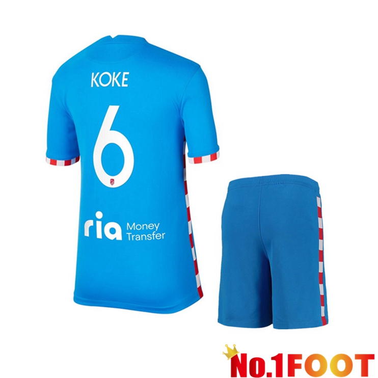 Atletico Madrid (KOKE 6) Kids Third Jersey Blue 2021/2022