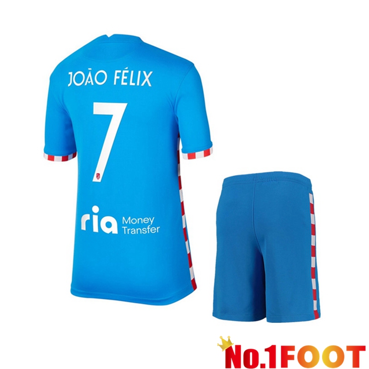 Atletico Madrid (JOAO FELIX 7) Kids Third Jersey Blue 2021/2022