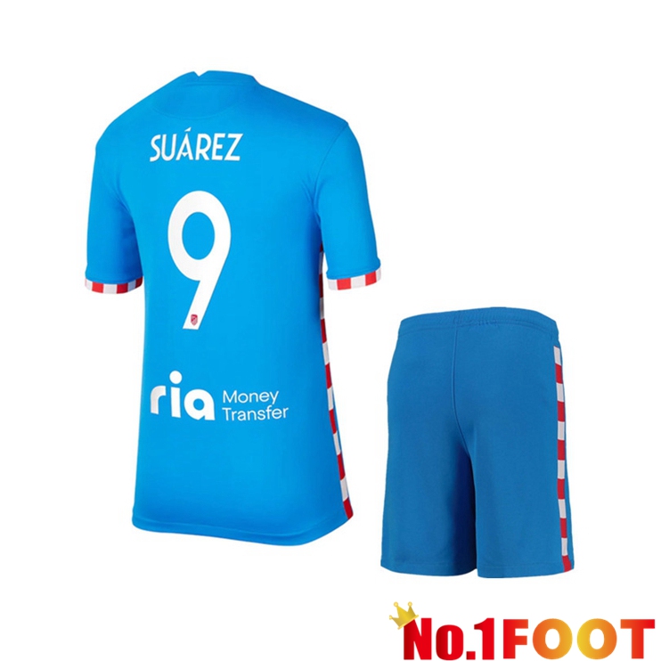 Atletico Madrid (SUAREZ 9) Kids Third Jersey Blue 2021/2022