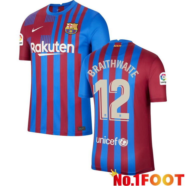 FC Barcelona (BRAITHWAITE 12) Home Jersey Red/Blue 2021/2022