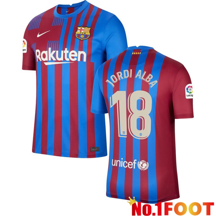 FC Barcelona (JORDI ALBA 18) Home Jersey Red/Blue 2021/2022