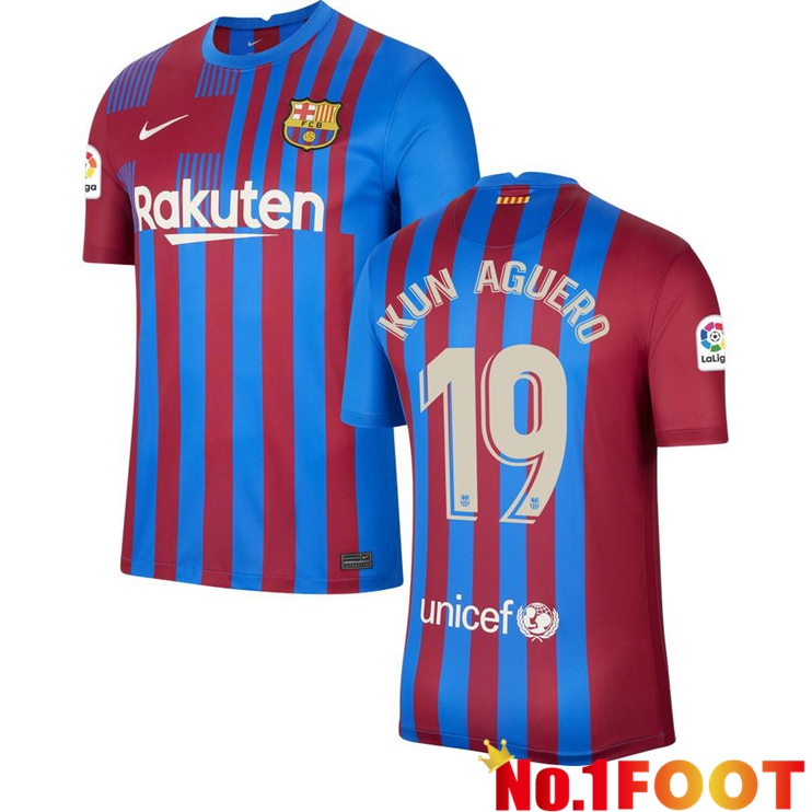 FC Barcelona (KUN AGUERO 19) Home Jersey Red/Blue 2021/2022