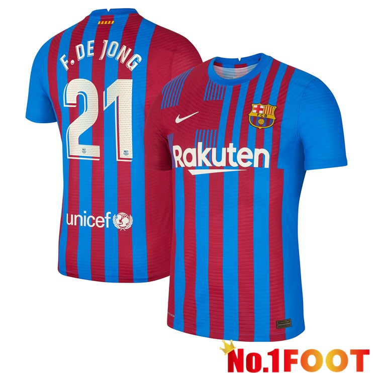 FC Barcelona (F. De Jong 21) Home Jersey Red/Blue 2021/2022