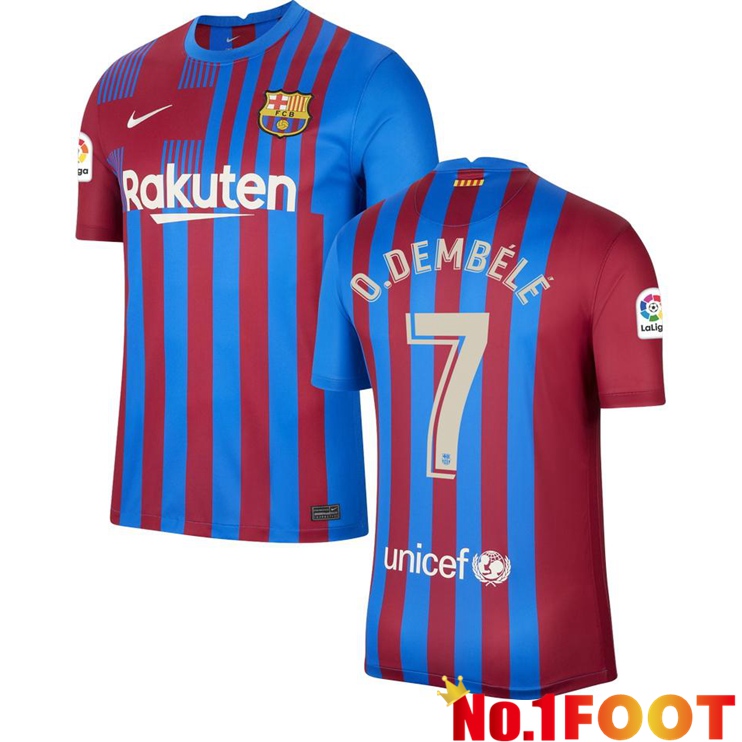 FC Barcelona (O. DEMBELE 7) Home Jersey Red/Blue 2021/2022