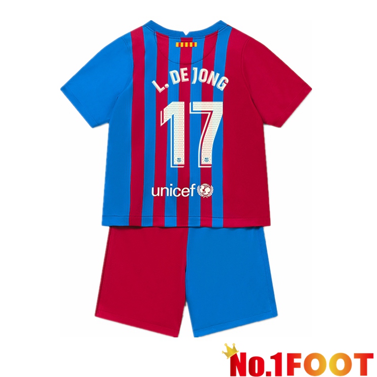 FC Barcelona (L.DE JONG 17) Kids Home Jersey Red/Blue 2021/2022